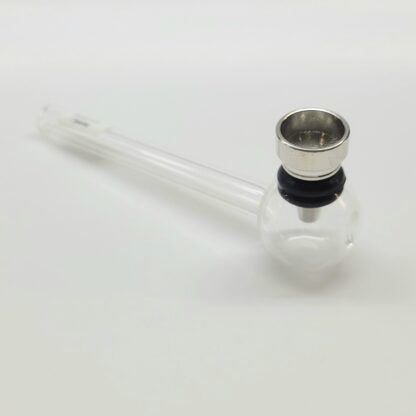 Petite pipe en verre avec foyer metallique