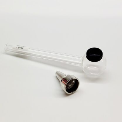 pipe en verre avec foyer métallique