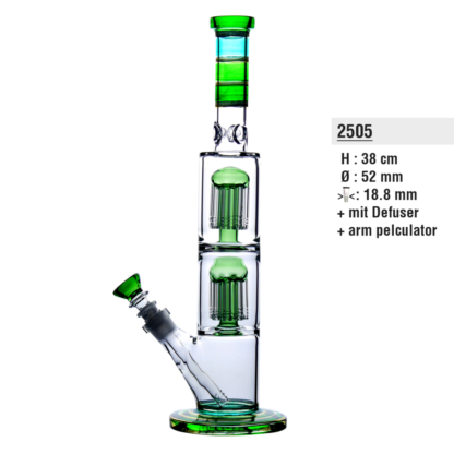 BONG A DOUBLE PERCOLATEUR MEDUSE VERT 2505